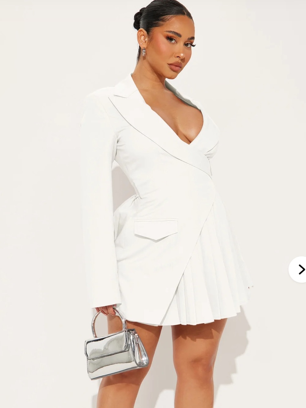 Fashion Nova Delani Mini Blazer Dress White Pleated Blazer Mini Dress Size 1X